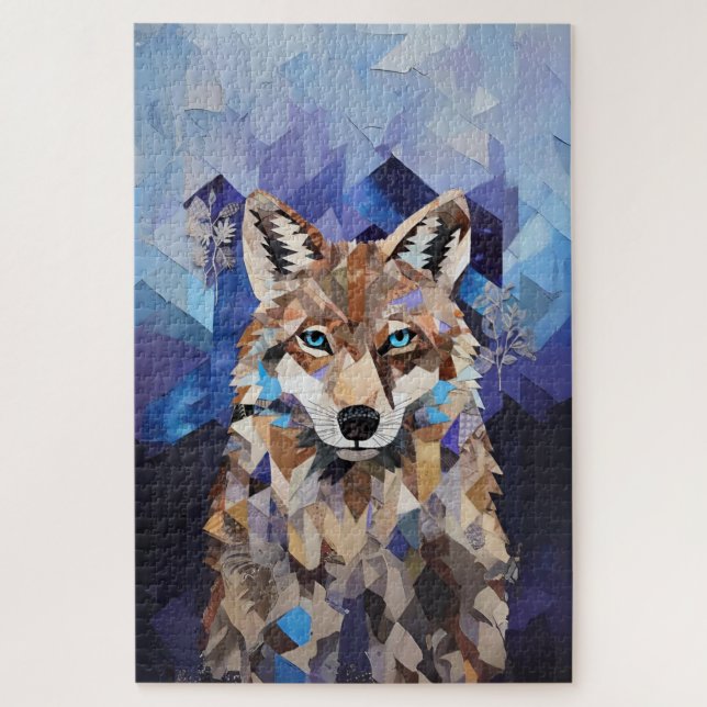 Geometrisches Wolfshändchen Puzzle (Vertikal)