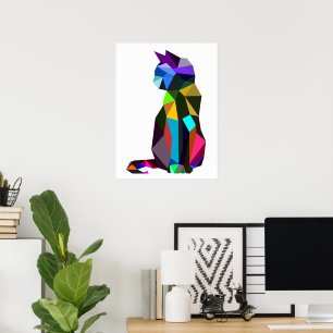 Geometrisches WPAP Cat Design Druckvorlagen Wa Poster