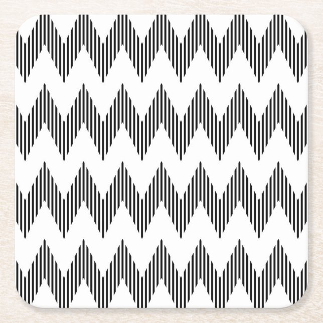 Geometrisches Zickzackmuster Rechteckiger Pappuntersetzer (Vorderseite)