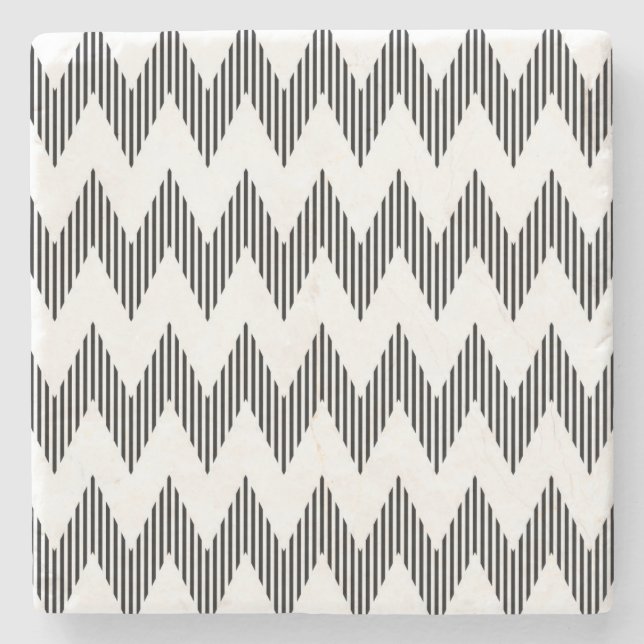 Geometrisches Zickzackmuster Steinuntersetzer (Vorderseite)