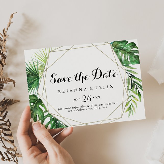 Geometrisches Ziel tropische horizontale Hochzeit Save The Date (Von Creator hochgeladen)