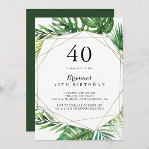 Geometrisches Ziel tropisches 40. Geburtstags-Part Einladung