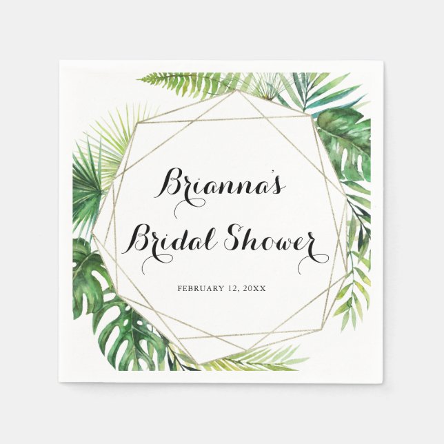 Geometrisches Ziel tropisches grünes Brautparty Serviette (Vorderseite)