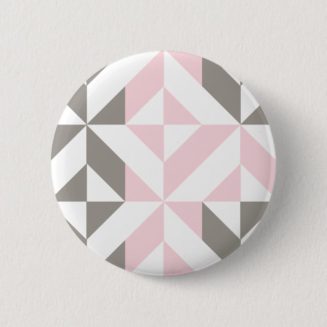 Geometrisches ZigZag für Rosa und Silber Button (Vorderseite)