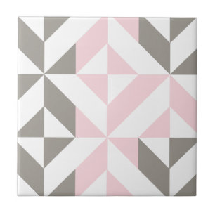 Geometrisches ZigZag für Rosa und Silber Fliese