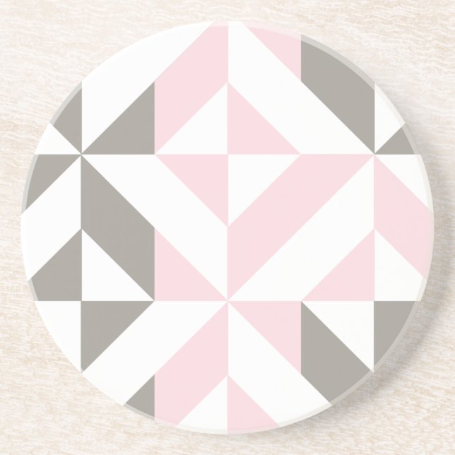 Geometrisches ZigZag für Rosa und Silber Getränkeuntersetzer (Vorne)