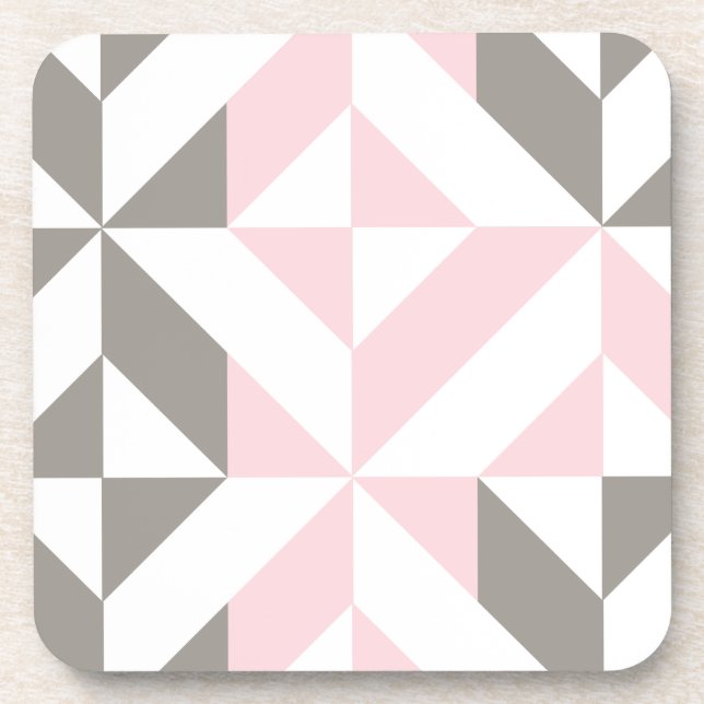 Geometrisches ZigZag für Rosa und Silber Getränkeuntersetzer (Vorderseite)