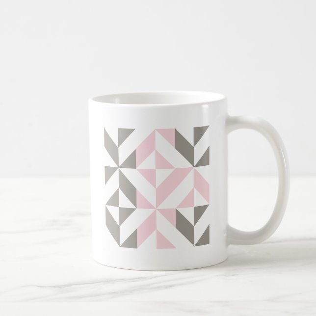 Geometrisches ZigZag für Rosa und Silber Kaffeetasse (Rechts)