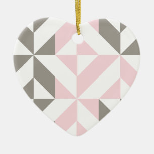 Geometrisches ZigZag für Rosa und Silber Keramik Ornament