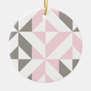 Geometrisches ZigZag für Rosa und Silber Keramik Ornament