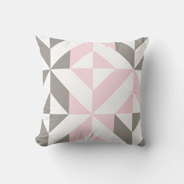 Geometrisches ZigZag für Rosa und Silber Kissen (Vorderseite)