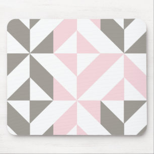 Geometrisches ZigZag für Rosa und Silber Mousepad