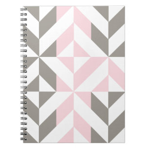 Geometrisches ZigZag für Rosa und Silber Notizblock
