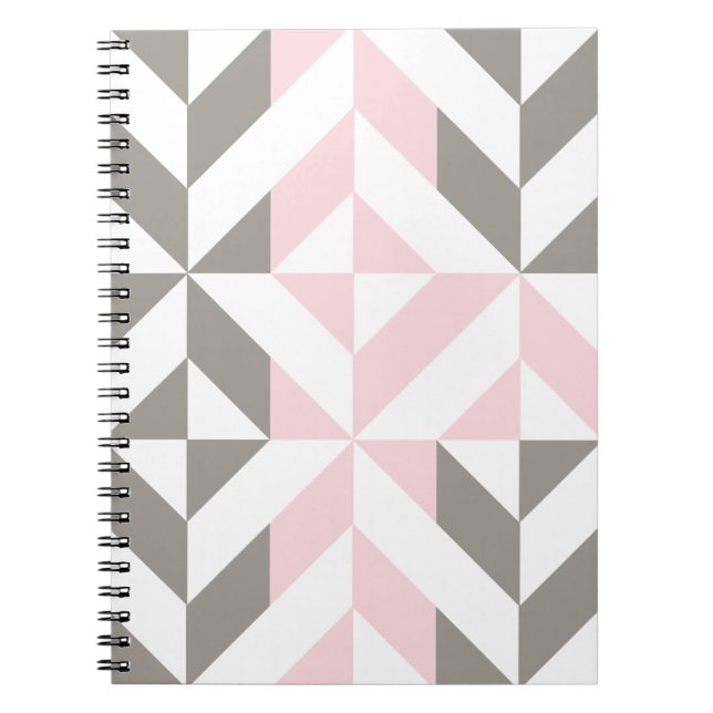 Geometrisches ZigZag für Rosa und Silber Notizblock (Vorderseite)