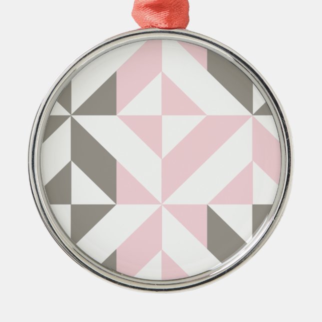 Geometrisches ZigZag für Rosa und Silber Ornament Aus Metall (Vorne)