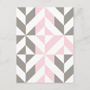 Geometrisches ZigZag für Rosa und Silber Postkarte