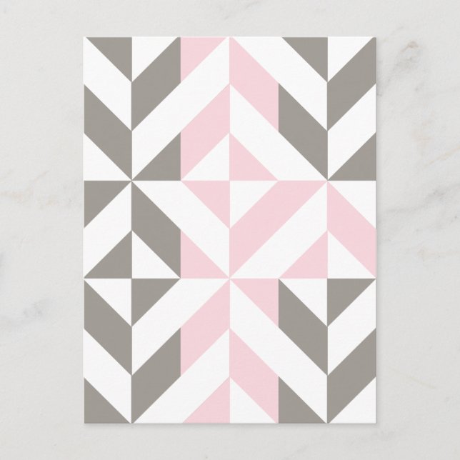 Geometrisches ZigZag für Rosa und Silber Postkarte (Vorderseite)