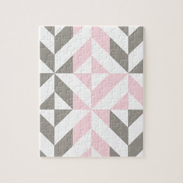 Geometrisches ZigZag für Rosa und Silber Puzzle (Vertikal)