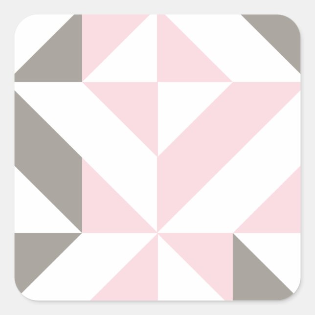 Geometrisches ZigZag für Rosa und Silber Quadratischer Aufkleber (Vorderseite)