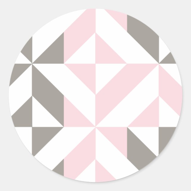 Geometrisches ZigZag für Rosa und Silber Runder Aufkleber (Vorderseite)