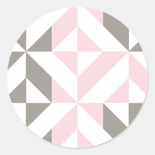 Geometrisches ZigZag für Rosa und Silber Runder Aufkleber