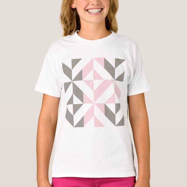Geometrisches ZigZag für Rosa und Silber T-Shirt (Vorderseite)