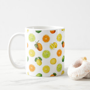 Geometrisches Zitrusfrucht-Erfrischungsmuster Kaffeetasse