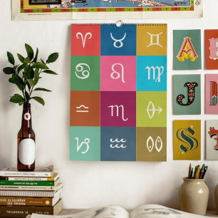 Geometrisches Zodiac : 12 Rashis und ihre Bedeutun Kalender