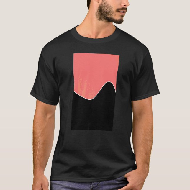 Geometrisches Zwei-Ton-Wellenmuster Korallenrosa u T-Shirt (Vorderseite)