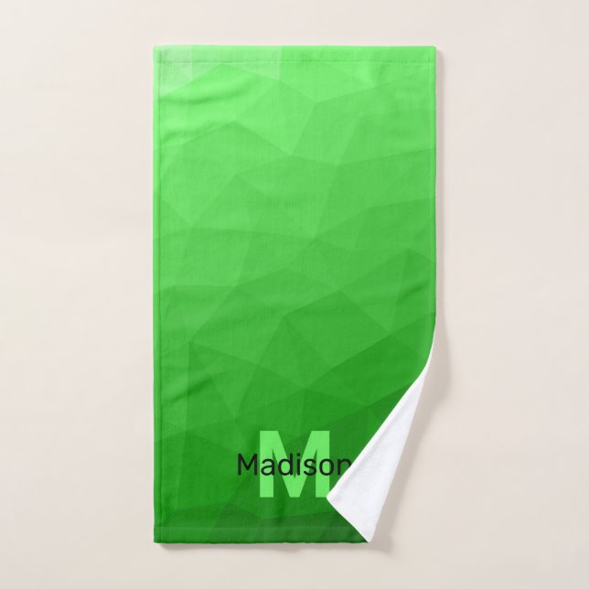 Geometrismuster für den grünen Farbverlauf Monogra Badhandtuch Set (Handtuch)
