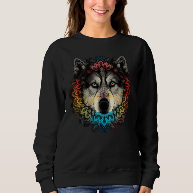 Geometry Alaskan Malamute Mandala 1 Sweatshirt (Vorderseite)