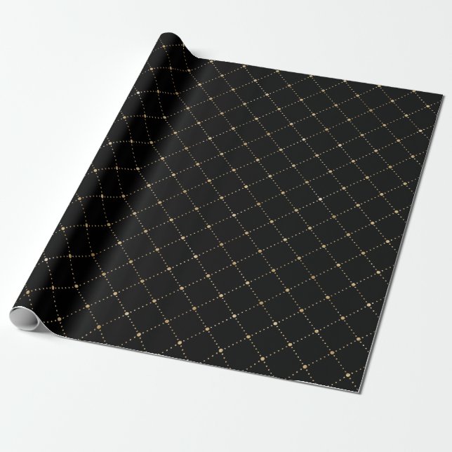 Geometry Dots Grill Sepia Black Gold Squares Geschenkpapier (Ungerollt)