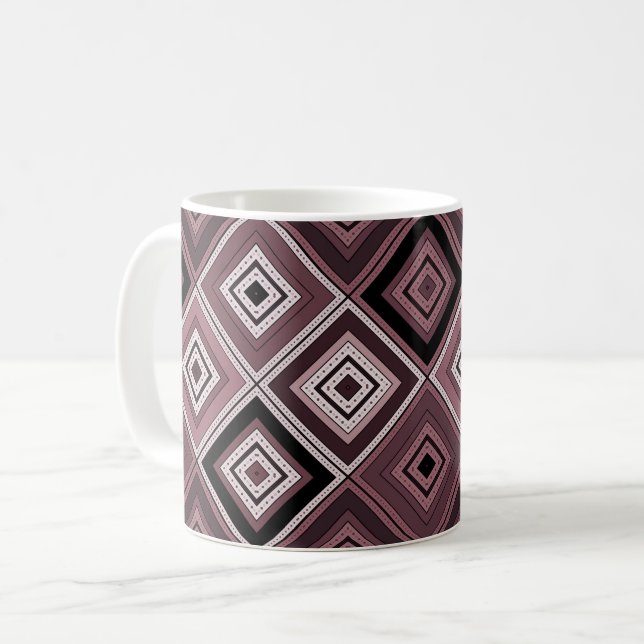 Geometry ethnic patchwork brown burgundy  kaffeetasse (Vorderseite Links)