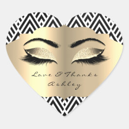 Geometry Glitzer Gold Lash Eyes Liebe & Danke Girl Herz-Aufkleber