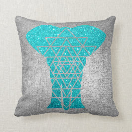 Geometry Gray Silver Ocean Glitzer Elephant Kissen