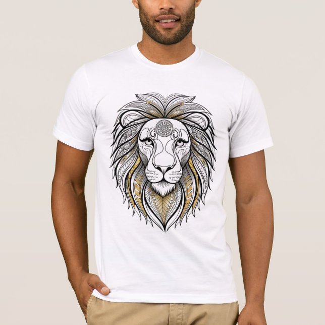 Geometry Lion T - Shirt | Mandala Lion King T - Sh (Vorderseite)