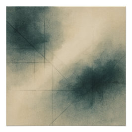 Geometry of Emotion Pt3 Japandi Teal Gray Poster