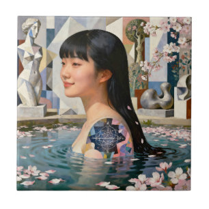 "Geometry of Serenity" - Ein digitales Portrait Fliese