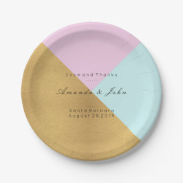 Geometry Personalisiert Tiffany Pink Gold Wedding Pappteller