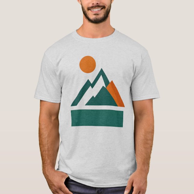 Geometry Shape Mountain Sunset T-Shirt (Vorderseite)