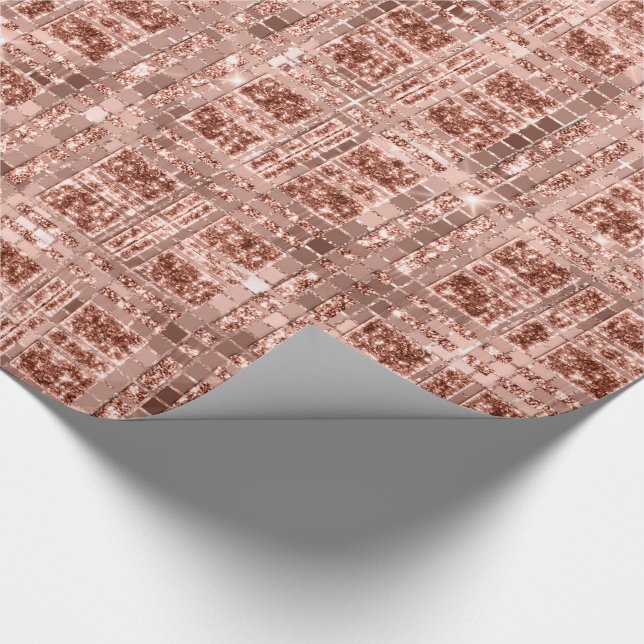 Geometry Spark Rose Gold Grily Copper Glitt Bridal Geschenkpapier (Ecke)