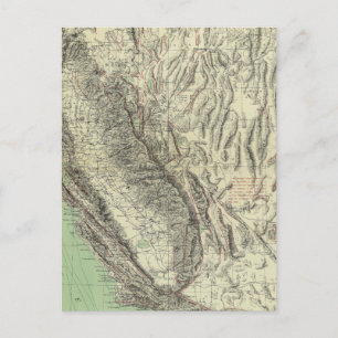 Geomorphe Karte, Kalifornien, Nevada Postkarte