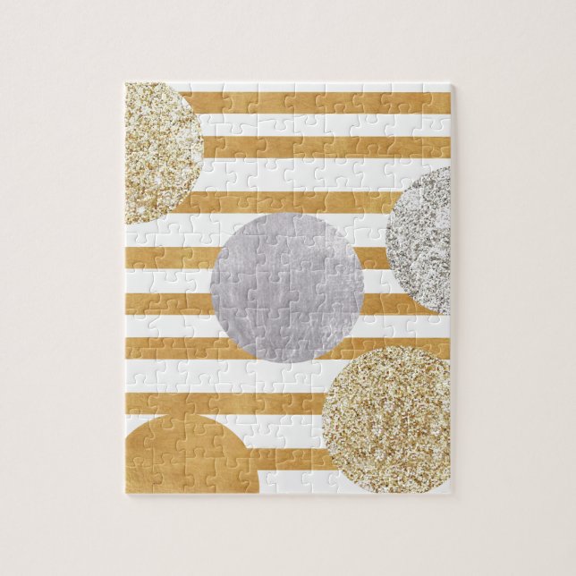Geomtry Art, modern, trendig, gold,silber,große po Puzzle (Vertikal)