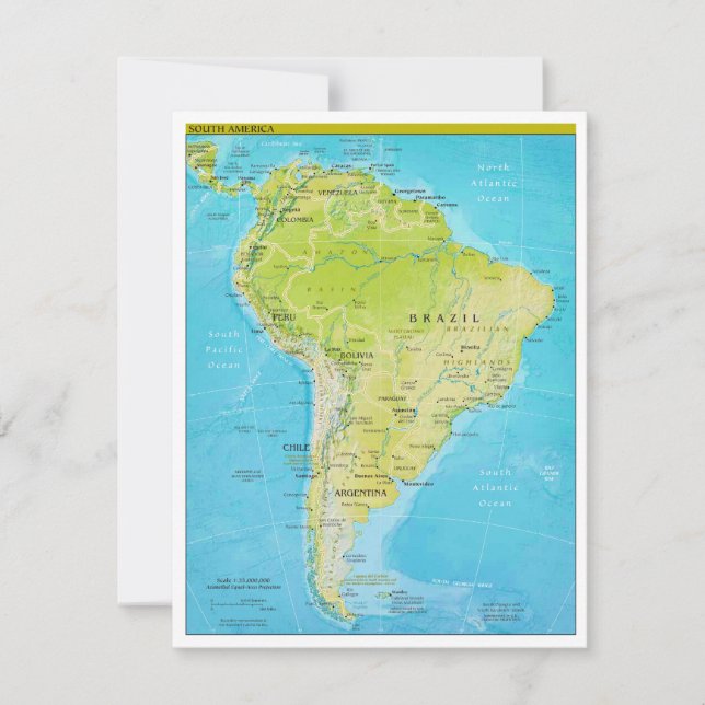 Geopolitische Regionalkarte Südamerikas (Vorderseite)