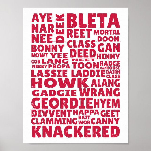 Geordie slang Northern English Poster (Vorne)