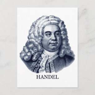Georg Friedrich Händel, blau Postkarte