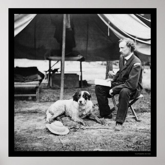 George A. Custer & Dog auf der Halbinsel, VA 1862 Poster (Vorne)