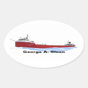 George A. Sloan direkt auf dem Dach des Frachters  Ovaler Aufkleber