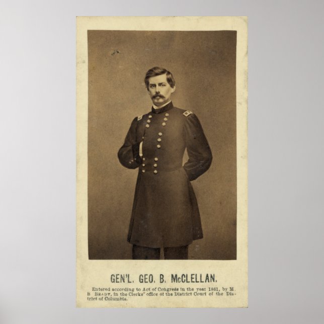George B McClellan Print, General des zivilen Krie Poster (Vorne)