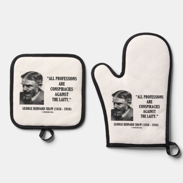 George B. Shaw Professions Conspiracies Laity Ofenhandschuh & Topflappen-Set (Vorderseite)